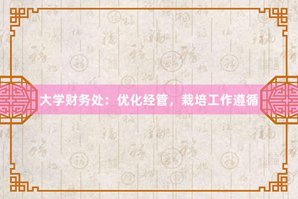 大学财务处:优化经管,栽培工作遵循